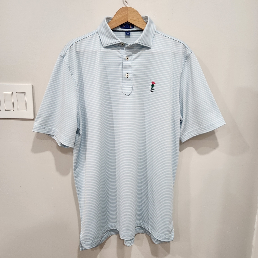 Stitch Golf Polo Shirt Mens Medium Blue Striped Short Sleeve Performance